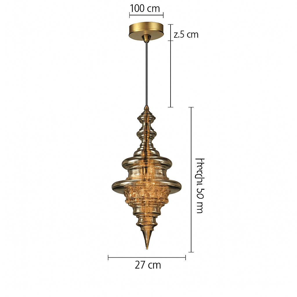 lustre en cuivre moderne avec cristal et éclairage led - vue 12 sur 15
