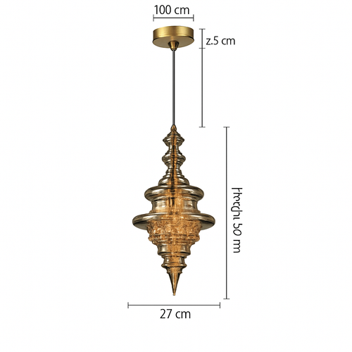 lustre en cuivre moderne avec cristal et éclairage led - vue 13 sur 15