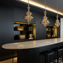 lustre en cuivre moderne avec cristal et éclairage led