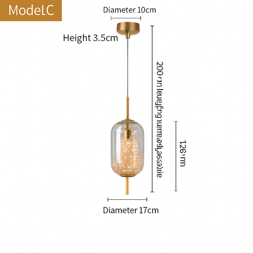 lustre en cuivre moderne avec cristal et éclairage led - vue 8 sur 15
