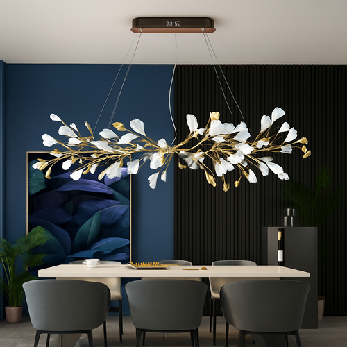 lustre en feuille de ginkgo pour décoration intérieure - vue 3 sur 9