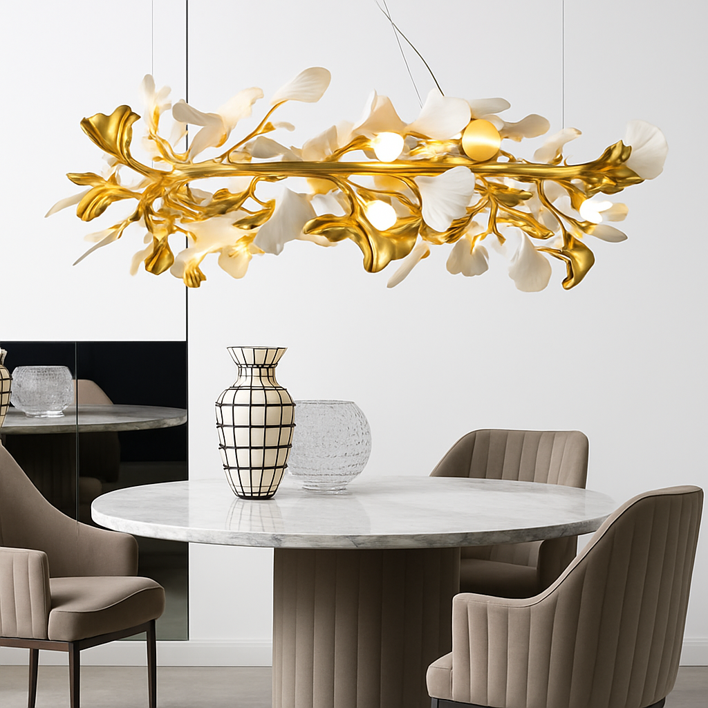 lustre en feuille de ginkgo pour décoration intérieure - vue 3 sur 9