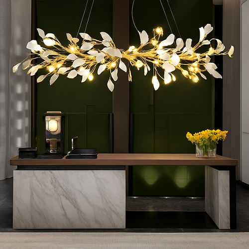 lustre en feuille de ginkgo pour décoration intérieure - vue 6 sur 9