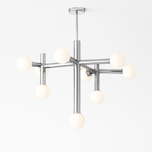lustre en métal chrome style designer art décor - vue 2 sur 7