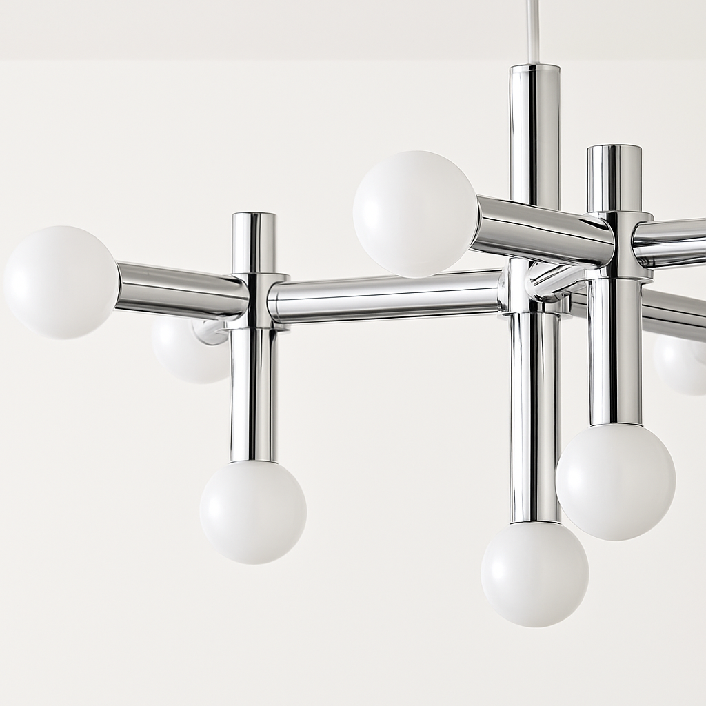 lustre en métal chrome style designer art décor - vue 5 sur 7