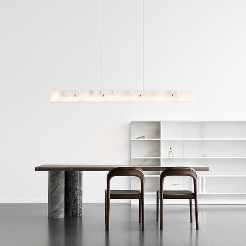 lustre en marbre et acier inoxydable à led dimmable - vue 3 sur 10