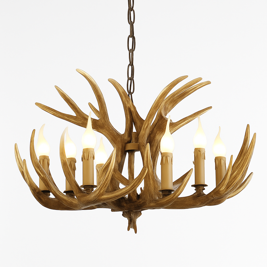 lustre en résine en forme de bois de cerf pour décoration de maison - vue 8 sur 24