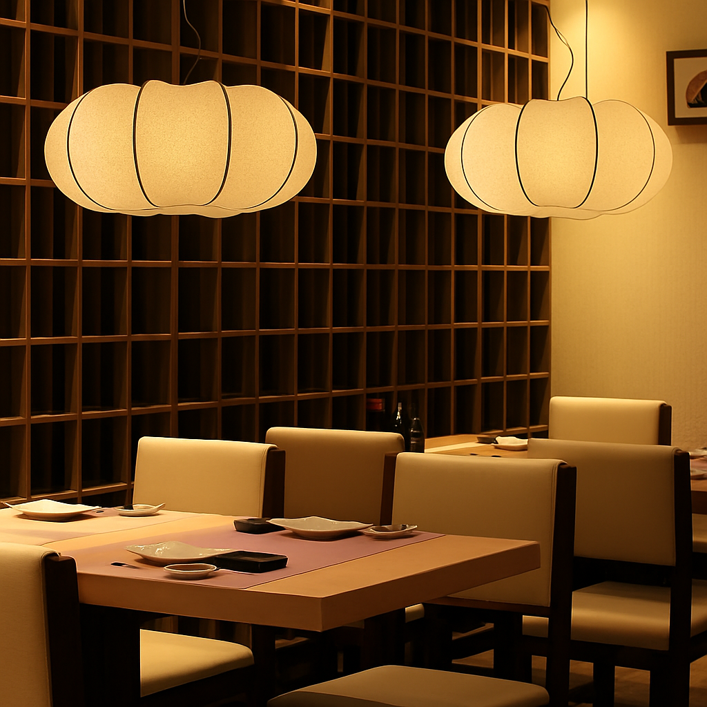 lustre en soie design nordique wabi sabi pour intérieur moderne - vue 4 sur 9