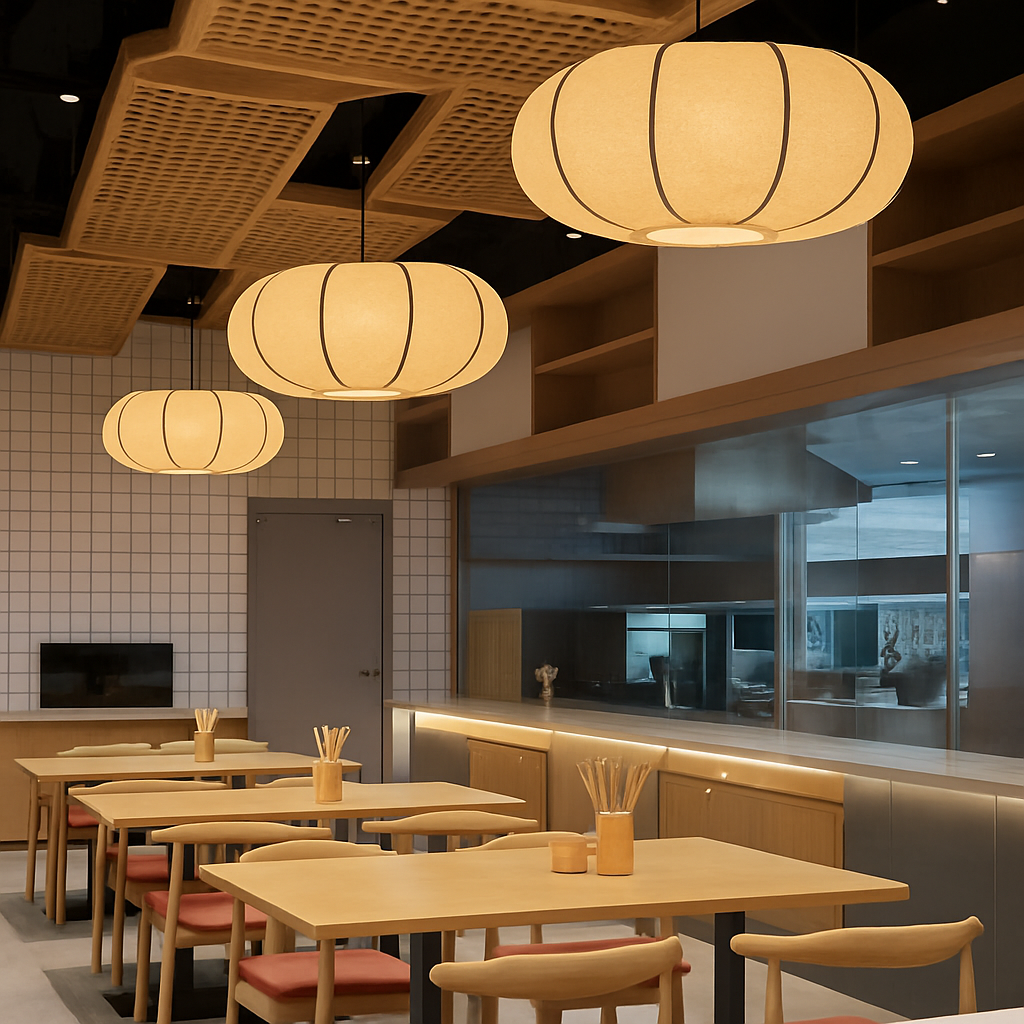 lustre en soie design nordique wabi sabi pour intérieur moderne - vue 5 sur 9