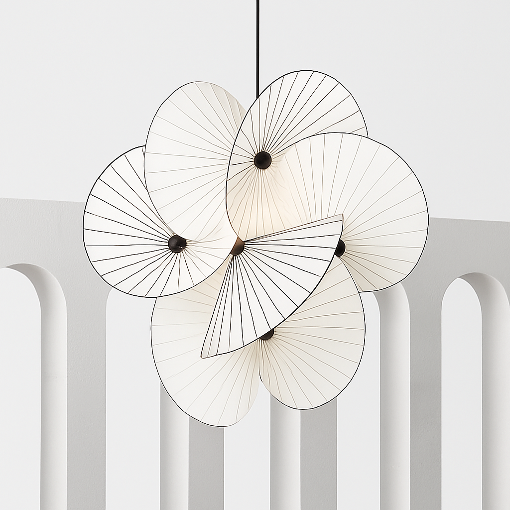 lustre 	 en tissu design éclairage maison fil réglable - vue 2 sur 7