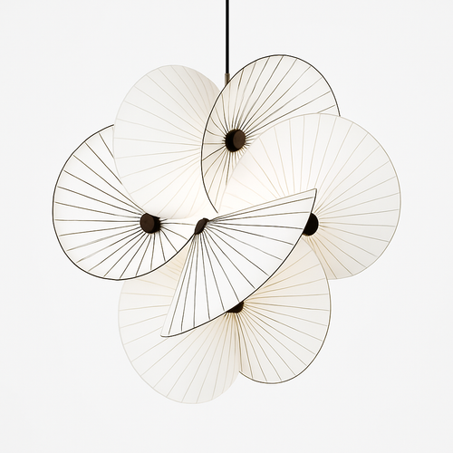 lustre 	 en tissu design éclairage maison fil réglable - vue 2 sur 7