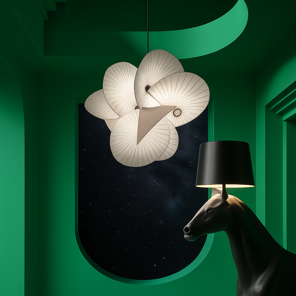 lustre 	 en tissu design éclairage maison fil réglable - vue 4 sur 7