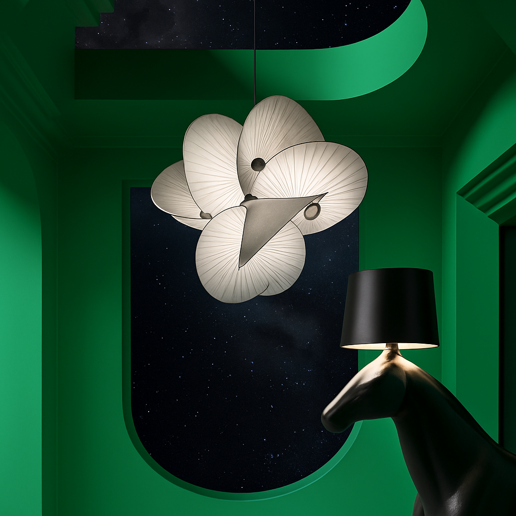 lustre 	 en tissu design éclairage maison fil réglable - vue 3 sur 7