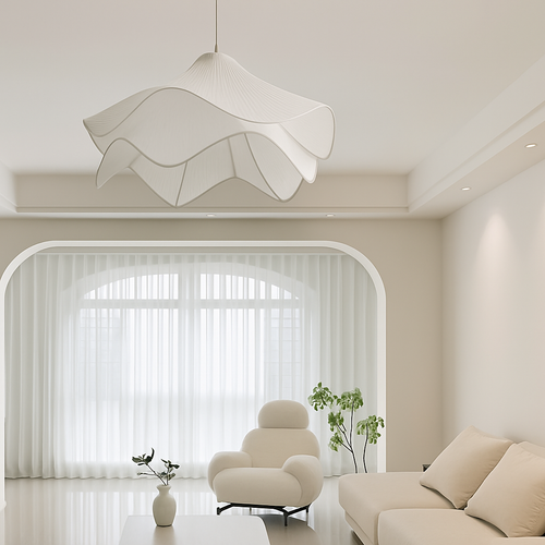 lustre en tissu plissé style nordique simple et confortable - vue 4 sur 6