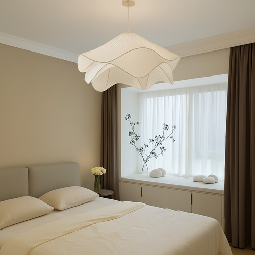 lustre en tissu plissé style nordique simple et confortable - vue 5 sur 6