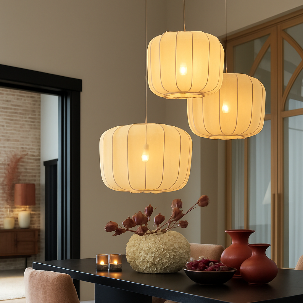 lustre en tissu rétro pour décoration intérieure design nordique - vue 1 sur 18