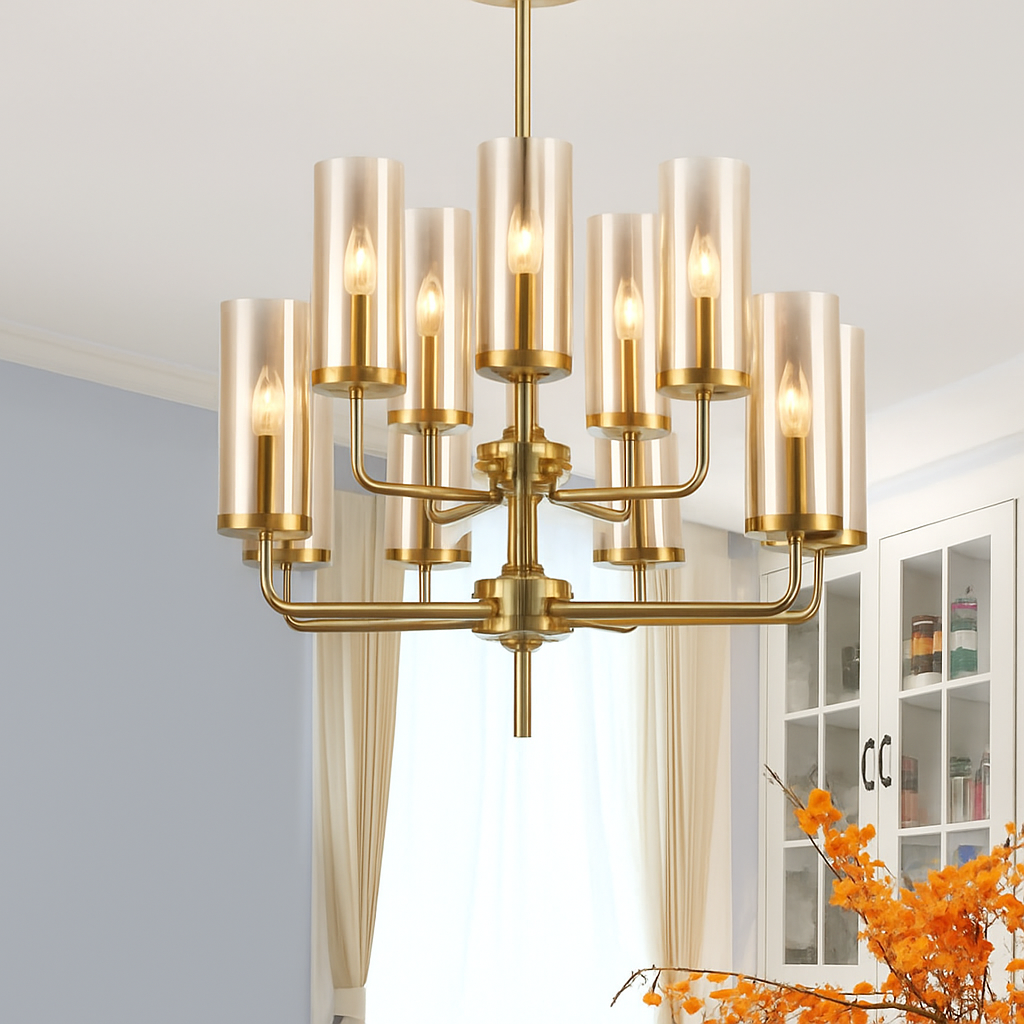 lustre en verre moderne 6 à 15 têtes design nordique luminaire intérieur - vue 3 sur 16
