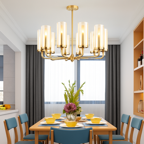 lustre en verre moderne 6 à 15 têtes design nordique luminaire intérieur - vue 5 sur 16