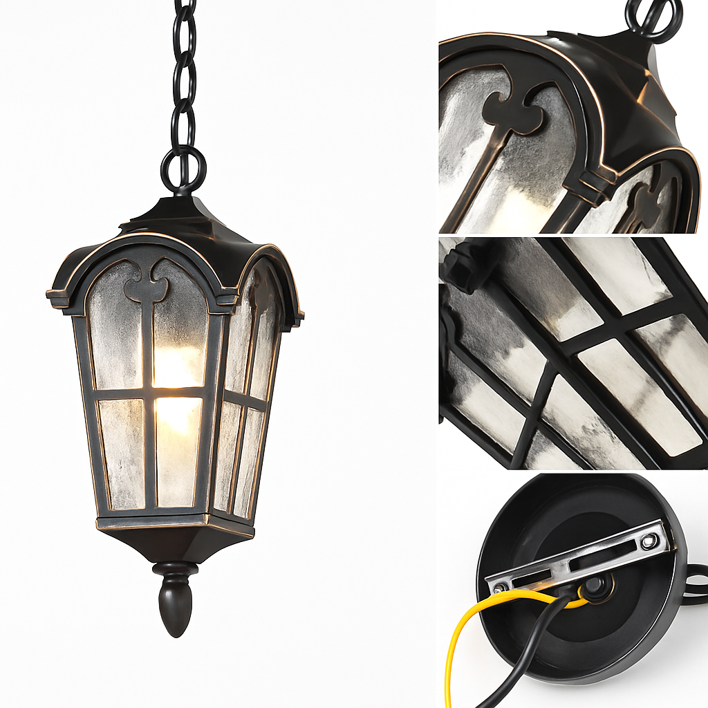 lustre extérieur étanche rétro pour jardin et entrée - vue 6 sur 7