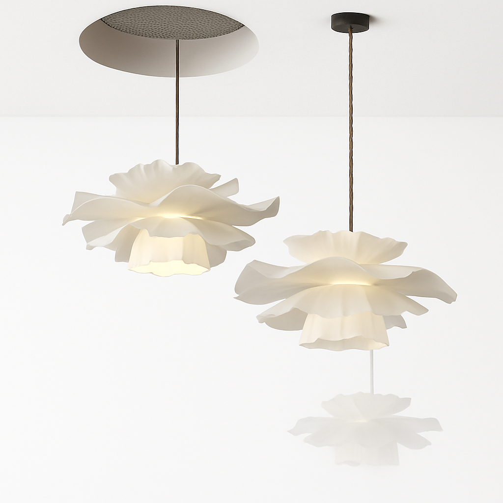 Lustre à fleurs blanches design nordique suspension pour chambre salon Bar lampe à manger chambre d'enfants suspension danoise - vue 3 sur 14