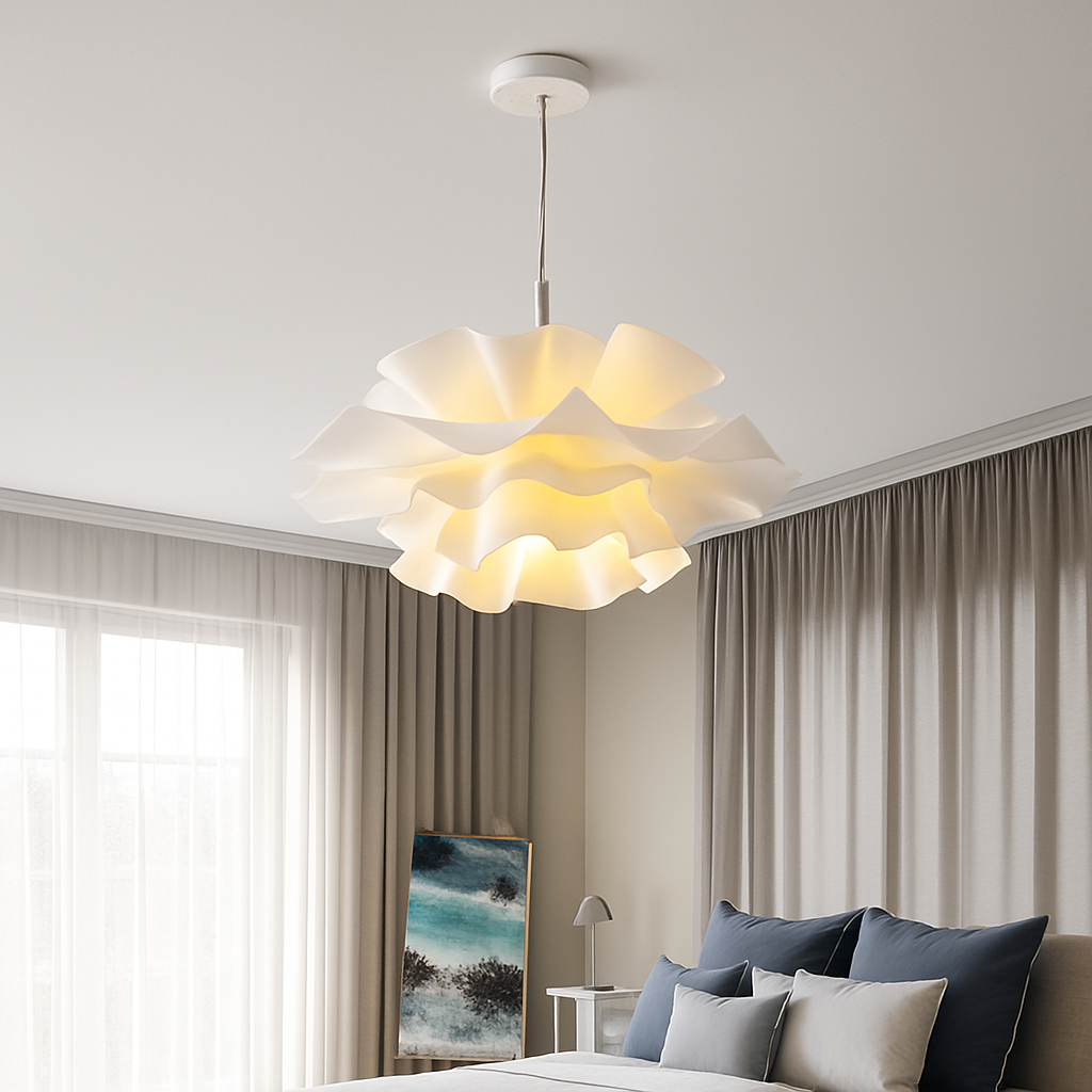Lustre à fleurs blanches design nordique suspension pour chambre salon Bar lampe à manger chambre d'enfants suspension danoise - vue 4 sur 14