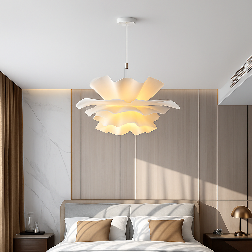 Lustre à fleurs blanches design nordique suspension pour chambre salon Bar lampe à manger chambre d'enfants suspension danoise - vue 5 sur 14