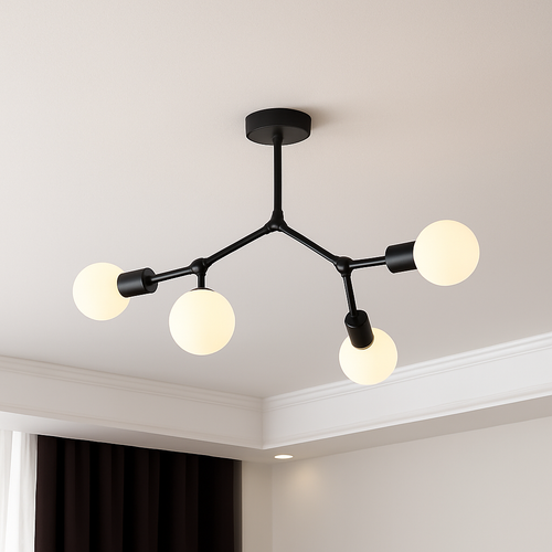 Lustre industriel LED avec plusieurs branches métalliques Rally - vue 12 sur 15