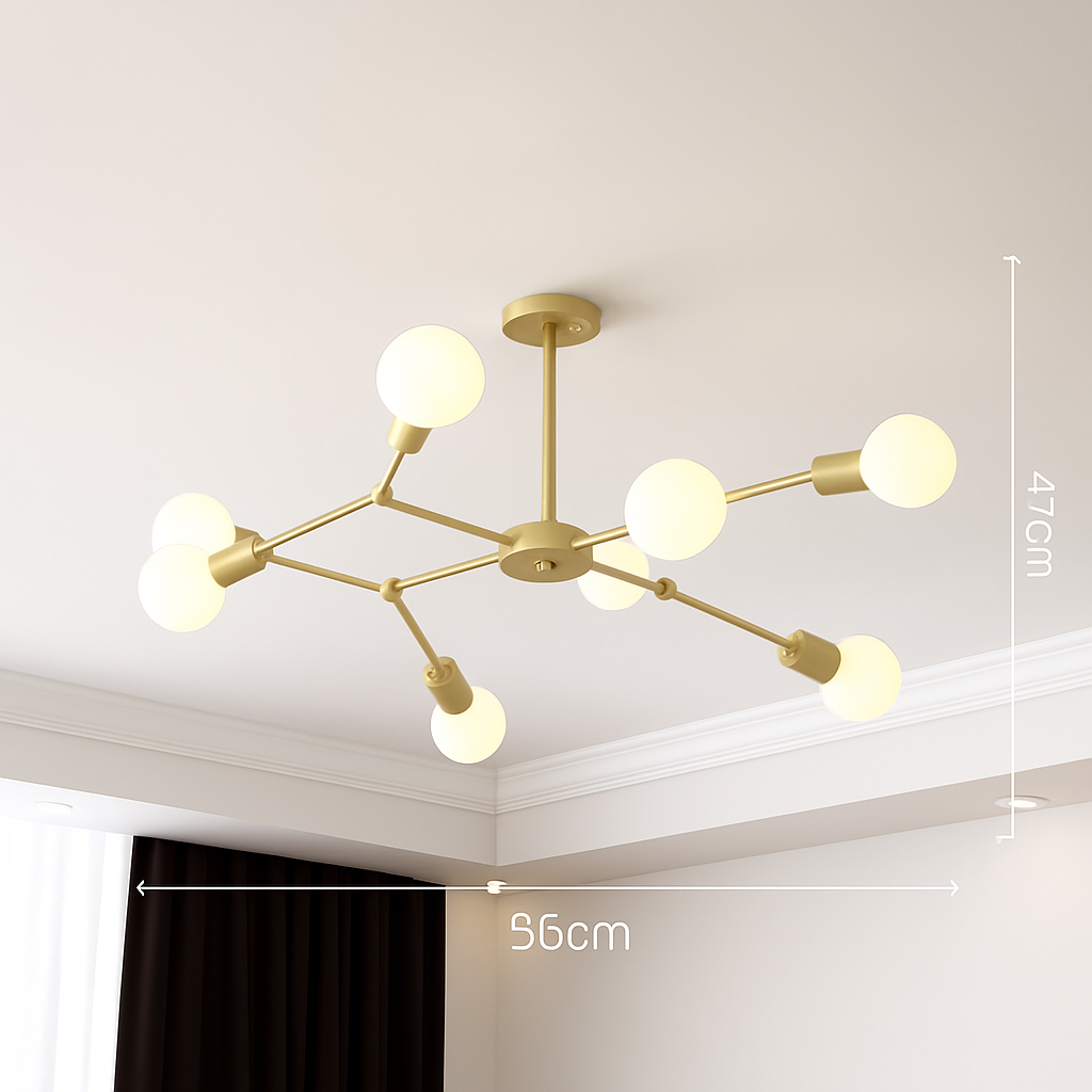 Lustre industriel LED avec plusieurs branches métalliques Rally - vue 13 sur 15