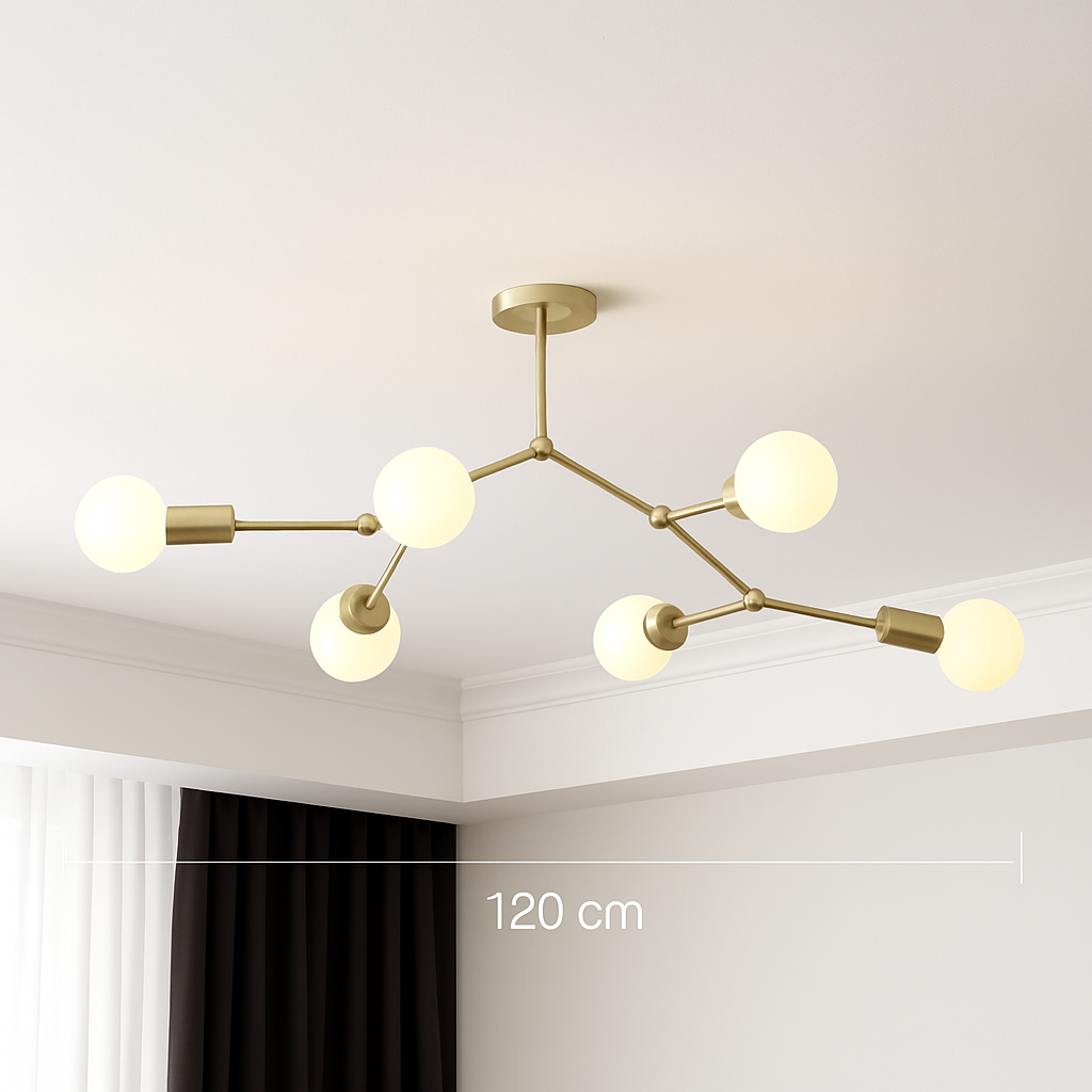 Lustre industriel LED avec plusieurs branches métalliques Rally - vue 4 sur 15