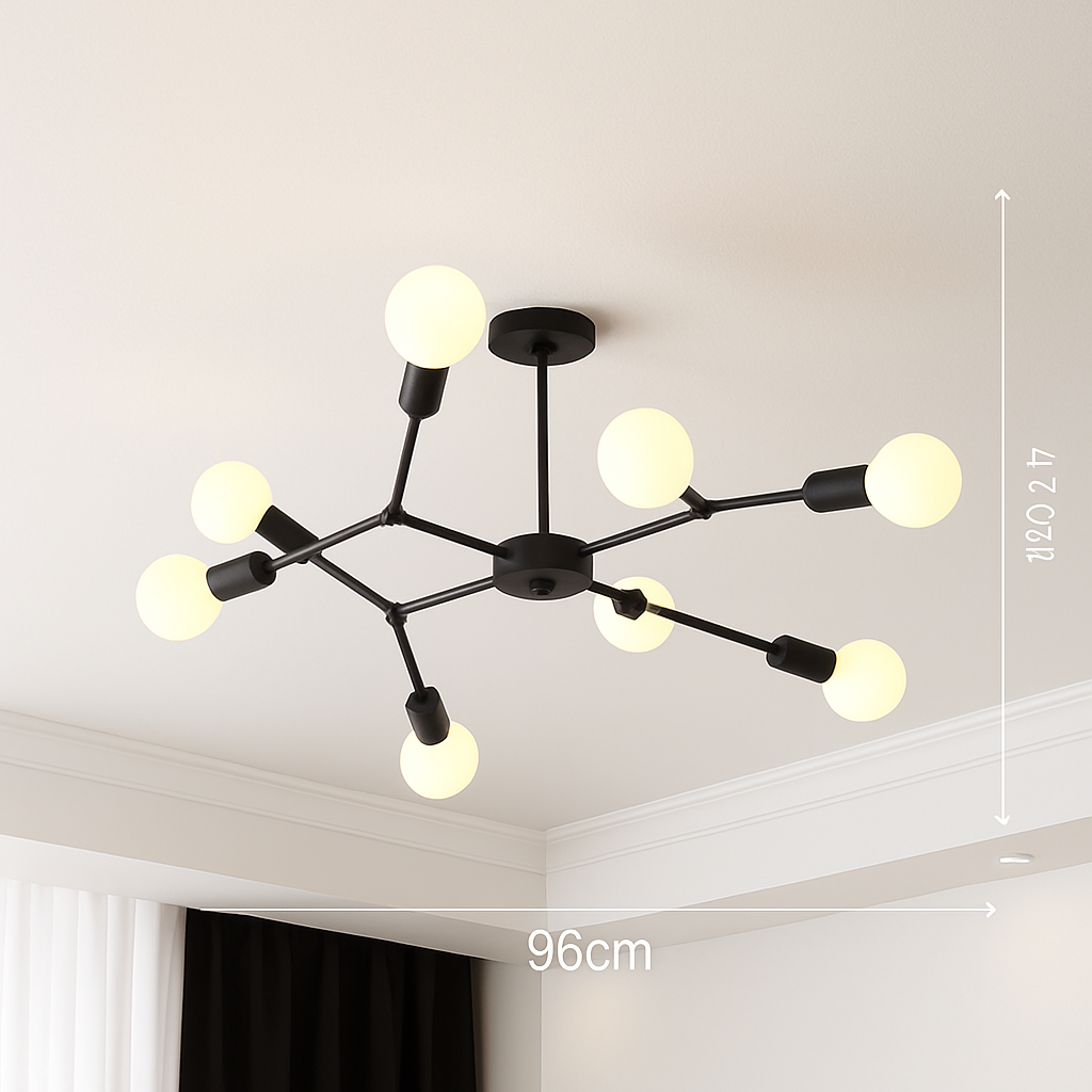 Lustre industriel LED avec plusieurs branches métalliques Rally - vue 9 sur 15