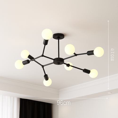 Lustre industriel LED avec plusieurs branches métalliques Rally - vue 10 sur 15
