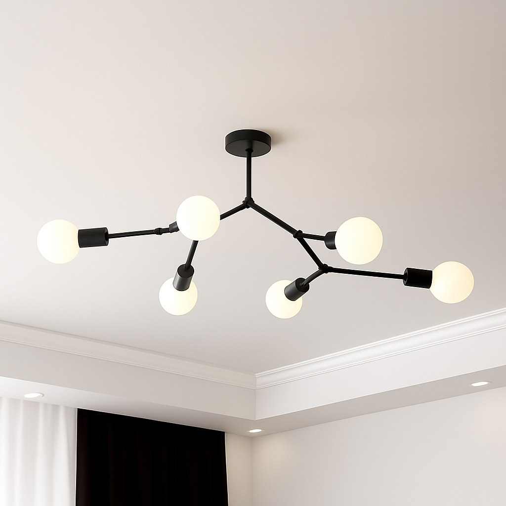 Lustre industriel LED avec plusieurs branches métalliques Rally - vue 10 sur 15