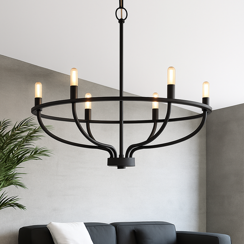 lustre industriel rétro en fer à 6 têtes pour décoration intérieure - vue 2 sur 8