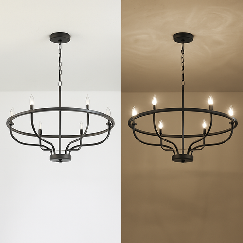 lustre industriel rétro en fer à 6 têtes pour décoration intérieure - vue 6 sur 8