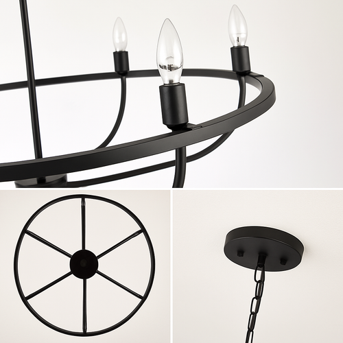 lustre industriel rétro en fer à 6 têtes pour décoration intérieure - vue 7 sur 8