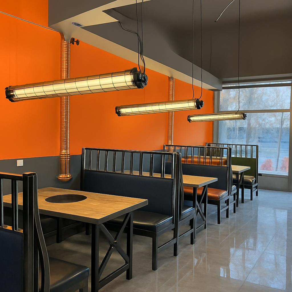 lustre industriel rétro en métal avec lumière led - vue 4 sur 15
