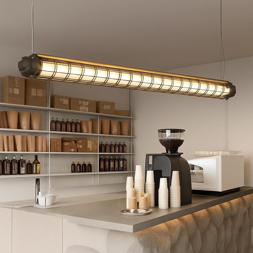 lustre industriel rétro en métal avec lumière led - vue 6 sur 15