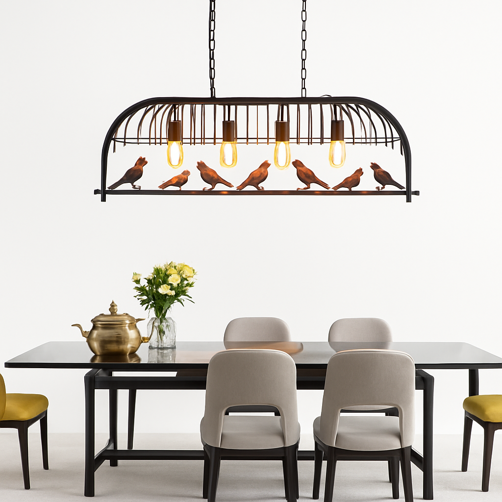 lustre industriel rétro oiseau créatif en fer pour loft restaurant bar - vue 3 sur 9