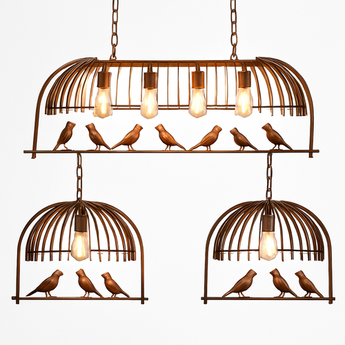 lustre industriel rétro oiseau créatif en fer pour loft restaurant bar - vue 4 sur 9