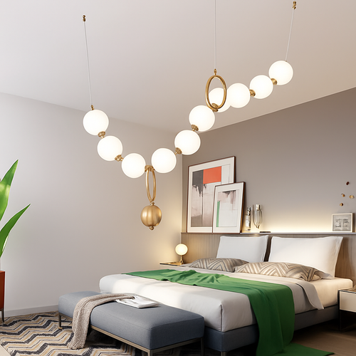 lustre italie designer cc 10 boules de verre led - vue 3 sur 9