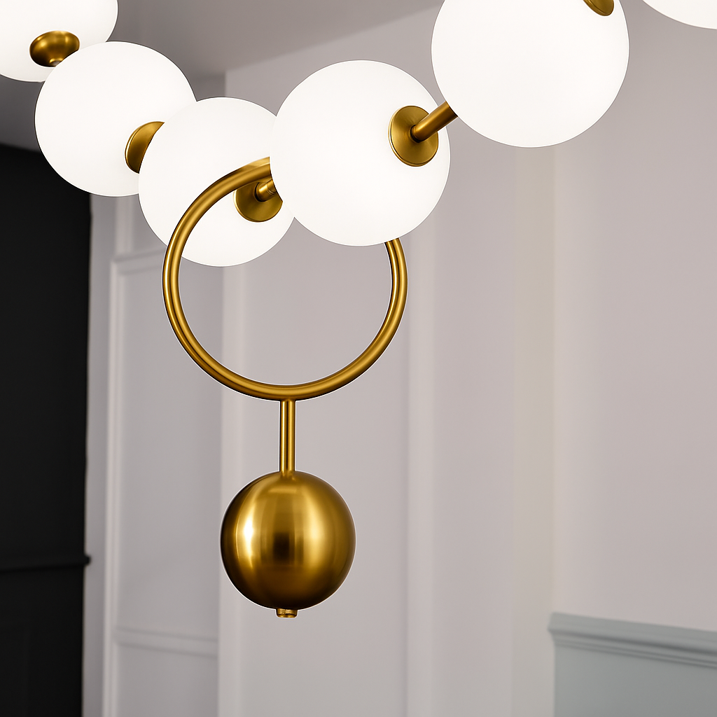 lustre italie designer cc 10 boules de verre led - vue 4 sur 9