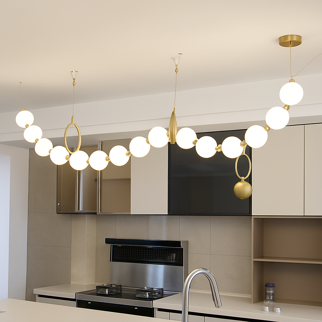 lustre italie designer cc 10 boules de verre led - vue 5 sur 9