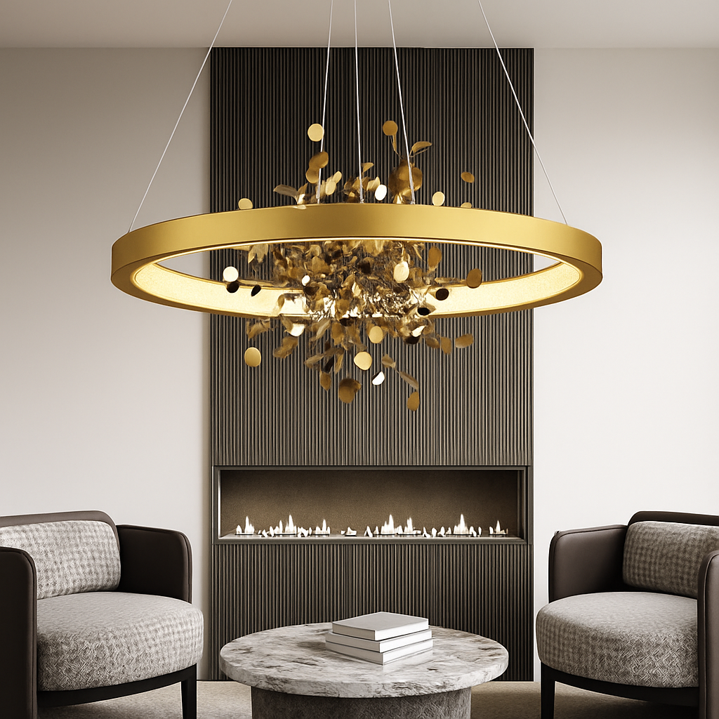 lustre led anneau moderne pour décoration de maison - vue 4 sur 10