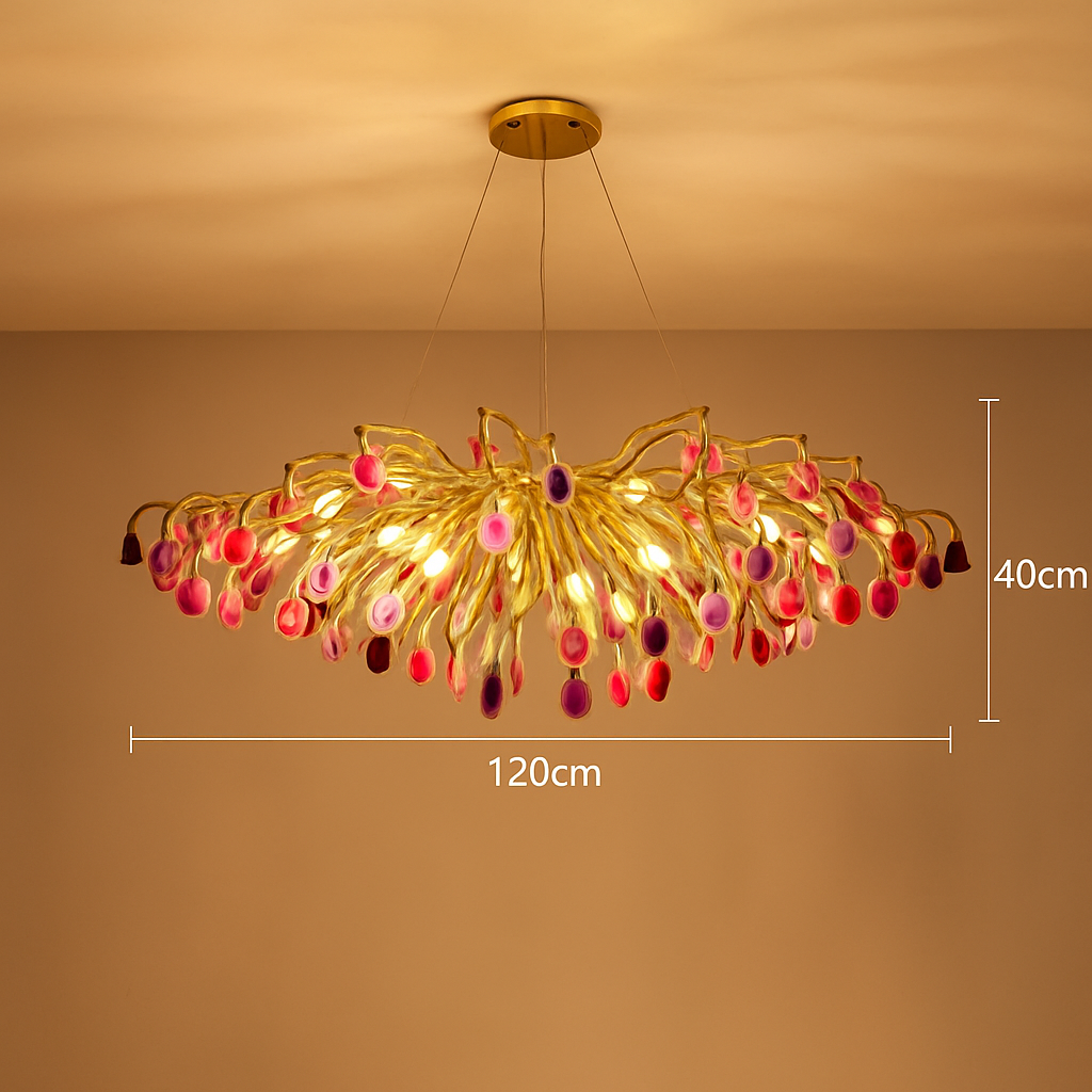 lustre led art déco en agate colorée pour un éclairage élégant - vue 13 sur 15