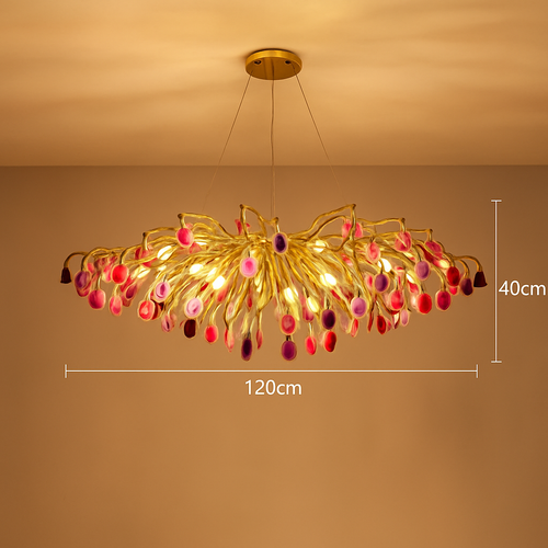 lustre led art déco en agate colorée pour un éclairage élégant - vue 14 sur 15