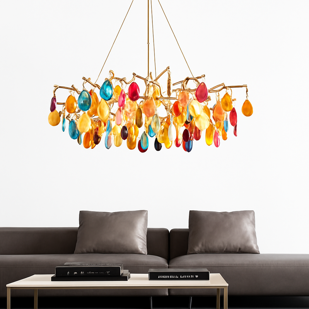 lustre led art déco en agate colorée pour un éclairage élégant - vue 9 sur 15