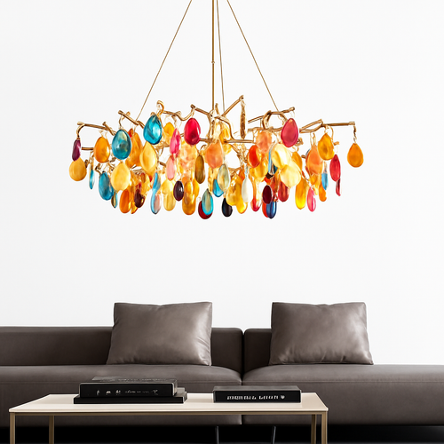 lustre led art déco en agate colorée pour un éclairage élégant - vue 10 sur 15