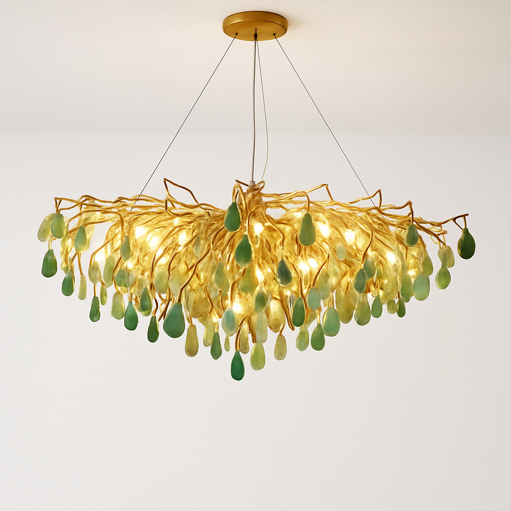 lustre led art déco en agate colorée pour un éclairage élégant - vue 10 sur 15