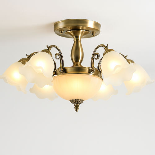 Lustre à LED avec abat-jour en fleurs - vue 3 sur 19