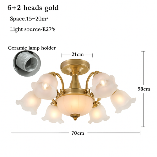 Lustre à LED avec abat-jour en fleurs - vue 15 sur 19